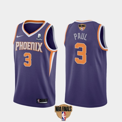 Men's Phoenix Suns #3 Chris Paul 2021 Purple NBA Finals Icon Edition Stitched NBA Jersey